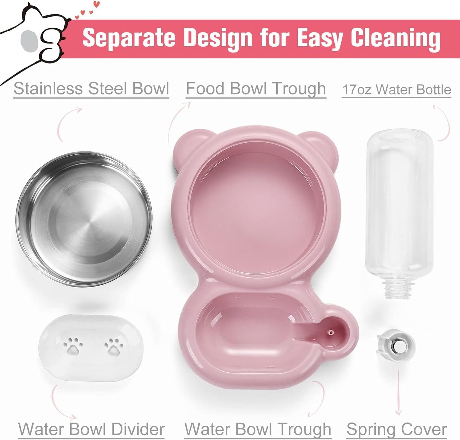 Dog Bowls and Dispenser Detachable Bottle