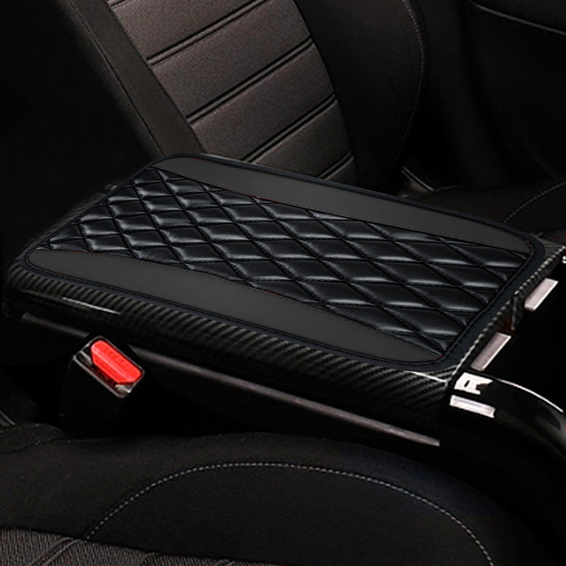 Car Armrest Box Cushion PU Leather Embroidered Non-slip Mat