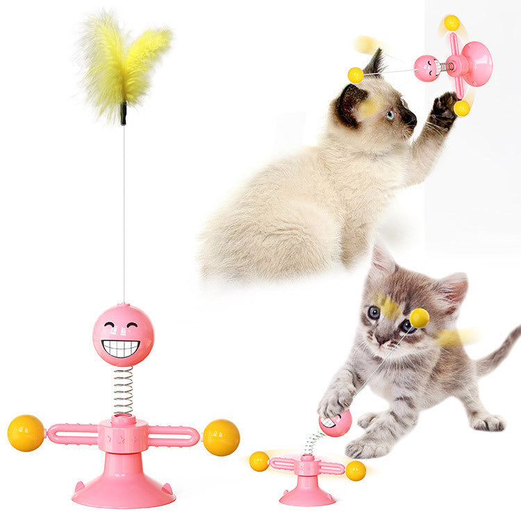 Cat Rotating Windmill Multi-Function Toys Itch Scratching Device Teeth Shining Toy