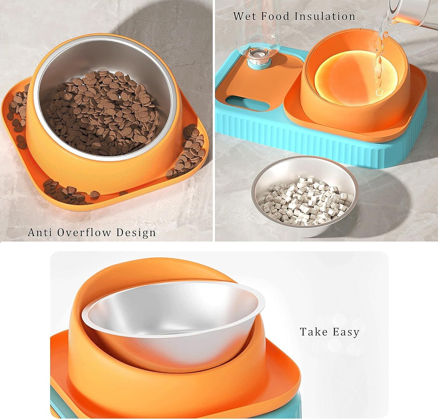 Cat Dog Double Bowls Detachable