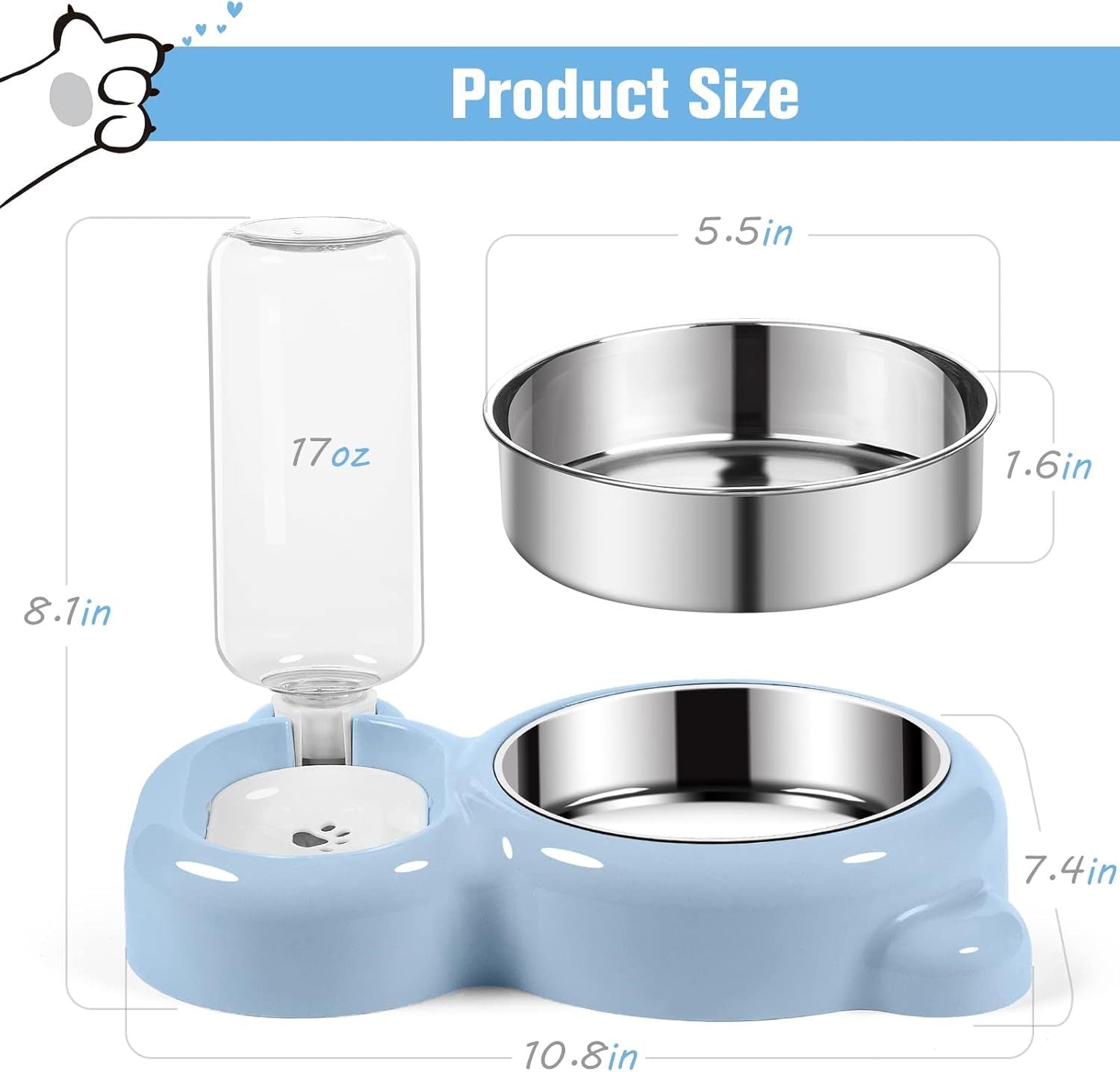 Dog Bowls and Dispenser Detachable Bottle