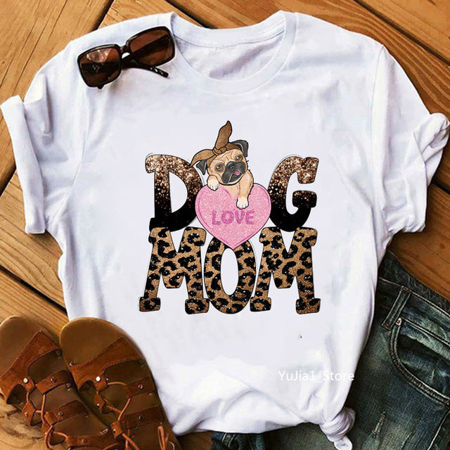 Pet Dog MOM Mother's Day Short Sleeve New Wish Women's Clothing European And American Short Sleeve T-shirt Top