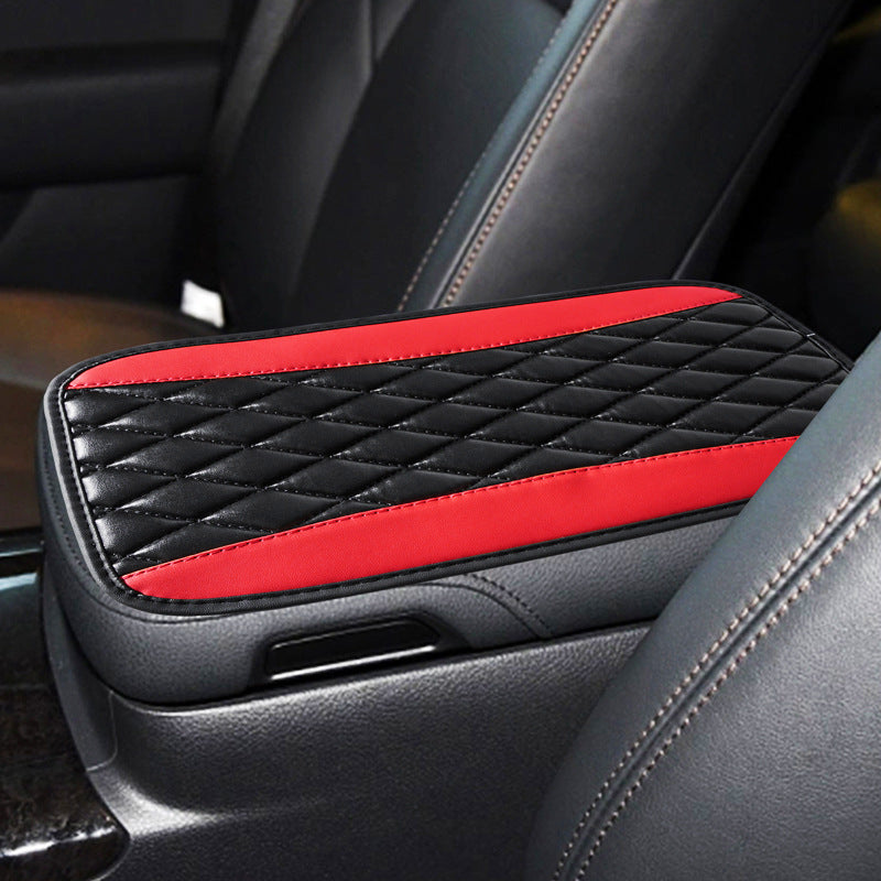 Car Armrest Box Cushion PU Leather Embroidered Non-slip Mat