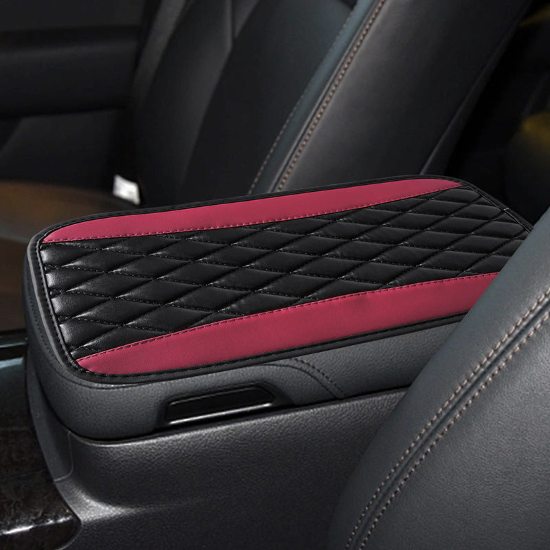 Car Armrest Box Cushion PU Leather Embroidered Non-slip Mat