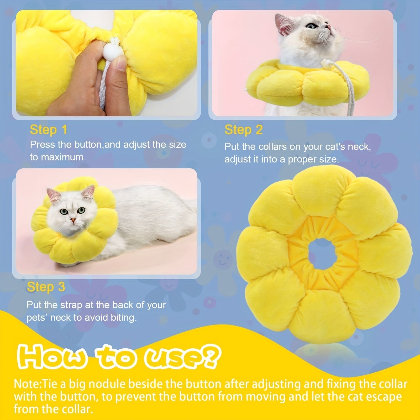 Cat Small Dog Recovery Collar, Cute Sunflower Neck Cone After Surgery, Adjustable Pet E Collar, Wound Healing Protective Cone Surgery Recovery Elizabethan Collars For Small Pets